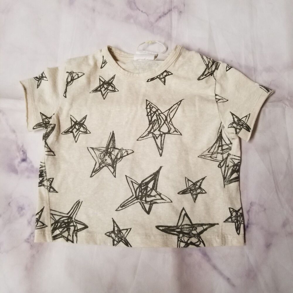 Zara Cream Star Print T-shirt 3-6M